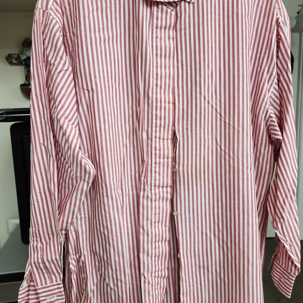 Diane Von Furstenberg Red and White Striped Button Down Shirt